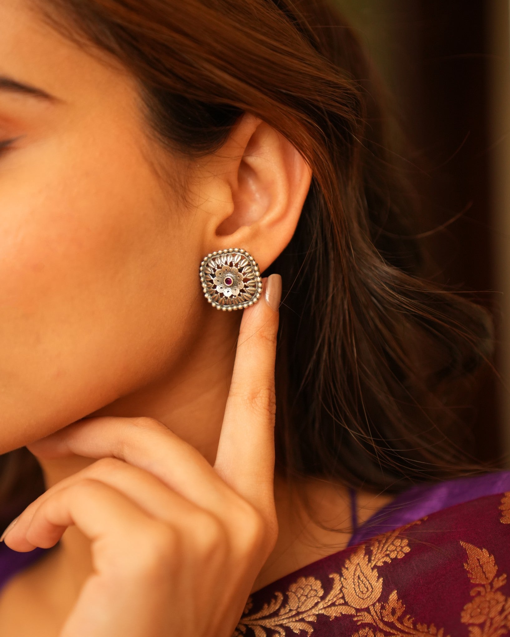 Timeless Minimalist Oxidised Silver Studs